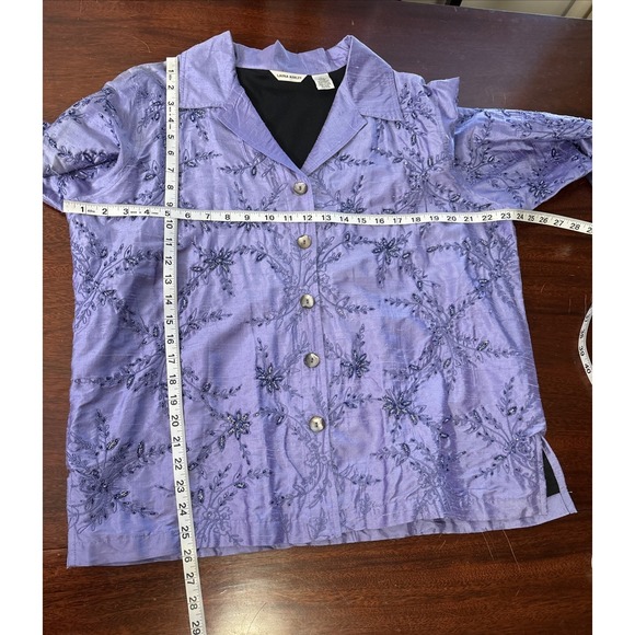 Laura Ashley Silk Beaded Jacket Size Large Purple Dressy Embroidered Occasion - Picture 5 of 9
